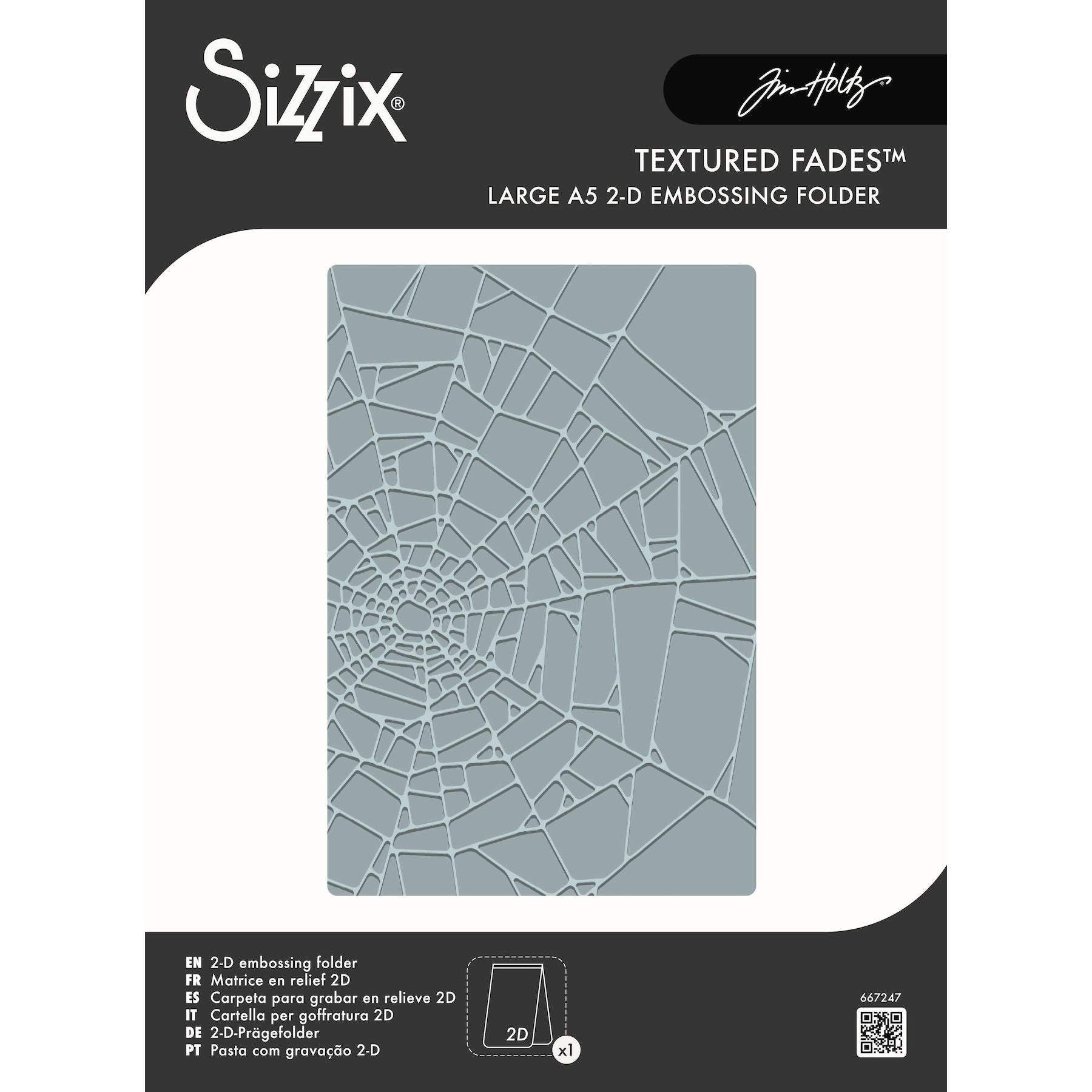 Tim Holtz Sizzix Cobwebs Large A5 Embossing Folder 667247
