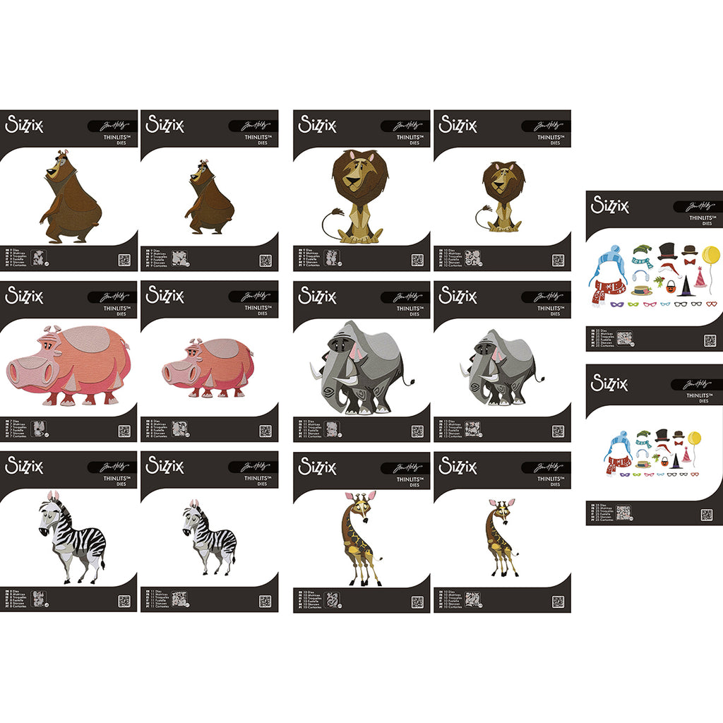 Tim Holtz Sizzix Colorize Characters and Accessories Mini and Large I Want It All Thinlits Die Bundle