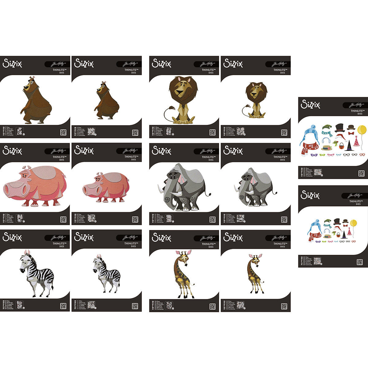Tim Holtz Sizzix Colorize Characters and Accessories Mini and Large I Want It All Thinlits Die Bundle