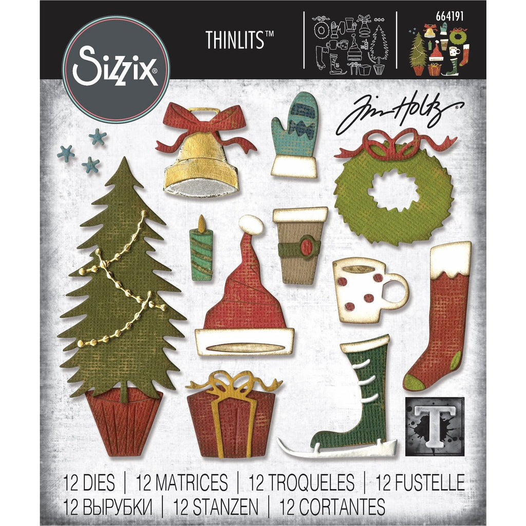 Tim Holtz Sizzix FESTIVE THINGS Thinlits Dies 664191