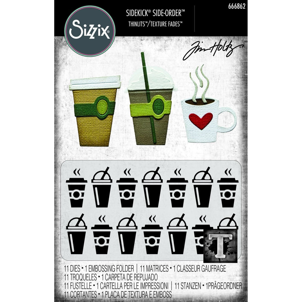 Tim Holtz Sizzix Fresh Brewed Sidekick Dies and Texture Fade 666862