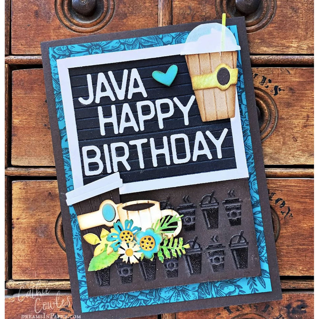 Tim Holtz Sizzix Fresh Brewed Sidekick Dies and Texture Fade 666862 java birthday