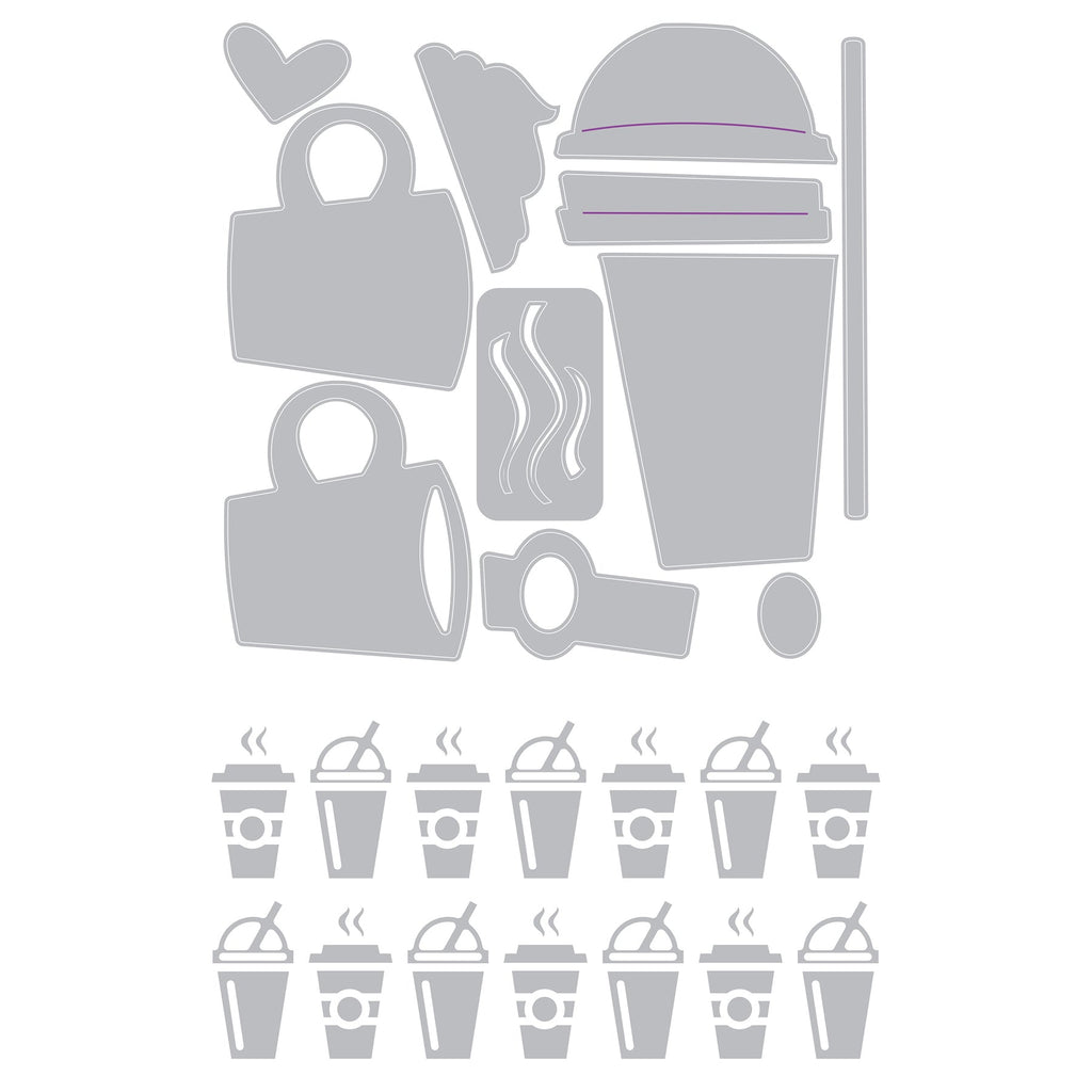 Tim Holtz Sizzix Fresh Brewed Sidekick Dies and Texture Fade 666862 line art