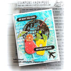 Tim Holtz Sizzix HAPPY HOUR Thinlits Die 664435 drink glasses airplane globe umberella do what you love card