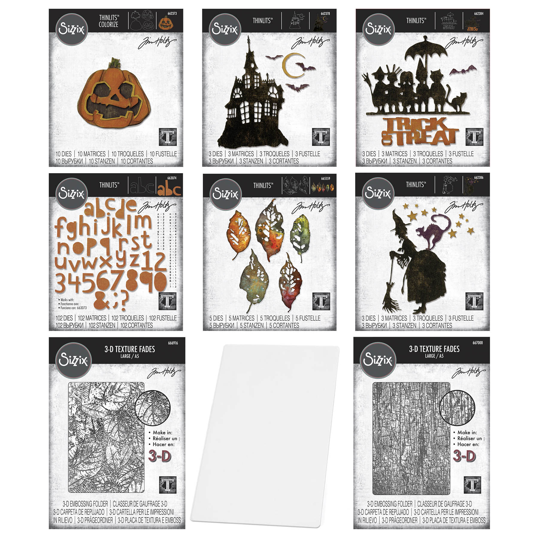 Tim Holtz Sizzix Halloween 2025 Dies Folders and Embossing Pad I Want It All Bundle