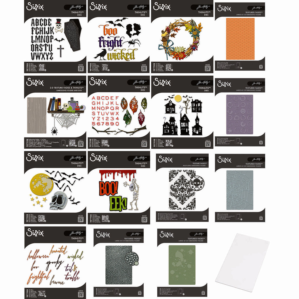 Tim Holtz Sizzix Halloween 2026 Die, Folder and Embossing Pad I Want It All Bundle