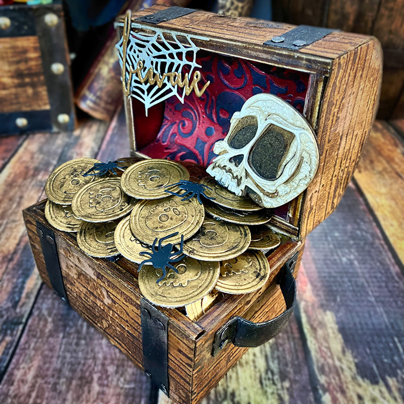 Tim Holtz Sizzix Handwritten Halloween Thinlits Die 660958 halloween tami bastiaans treasure chest fold coins beware skull spider web
