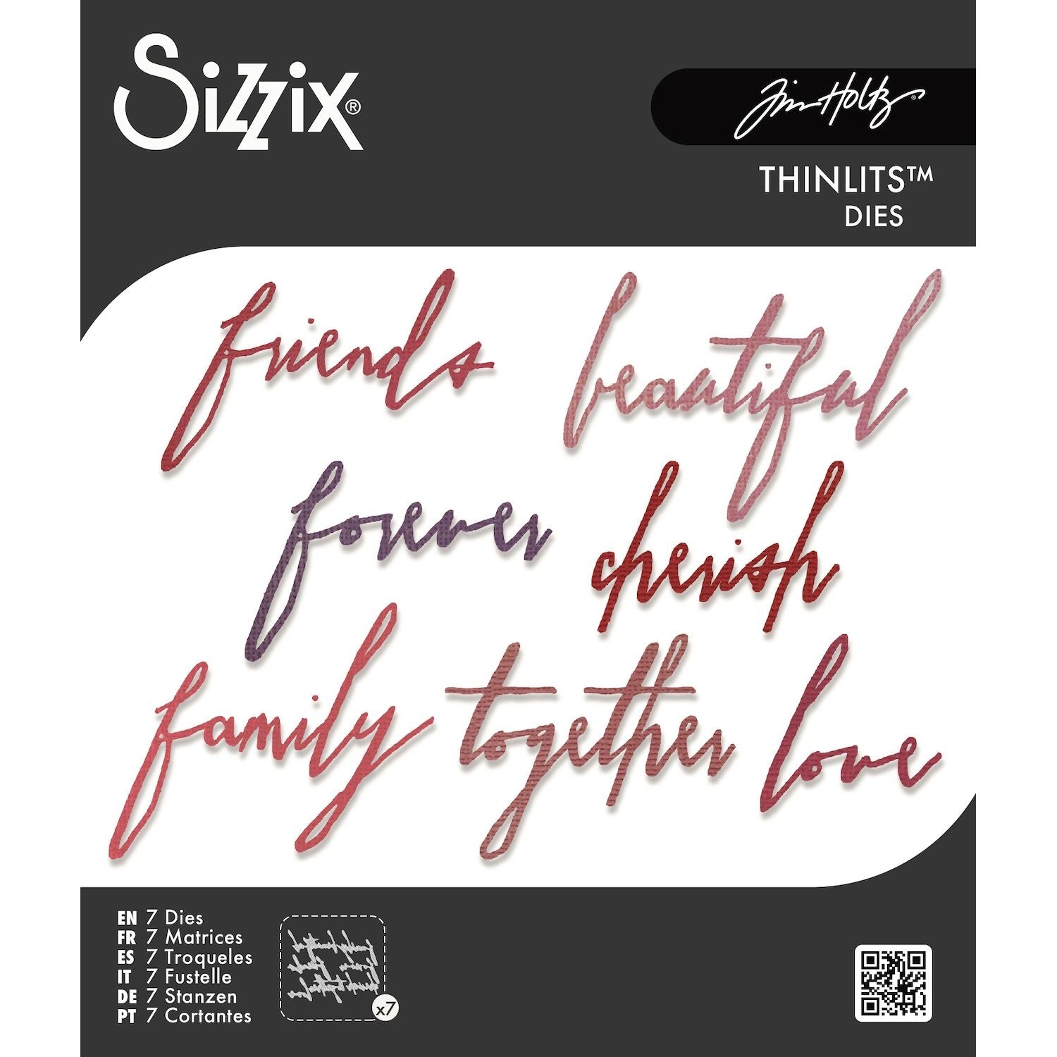 Tim Holtz Sizzix Handwritten Love Thinlits Dies 660218