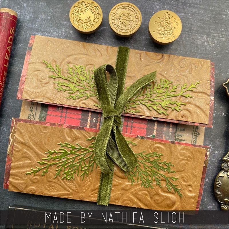 Tim Holtz Sizzix Holiday Greens Mini Thinlits Die 661597 ribbon