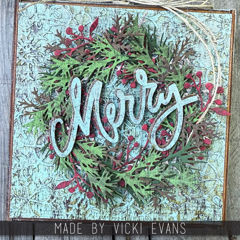 Tim Holtz Sizzix Holiday Greens Mini Thinlits Die 661597 ribbon wraeth