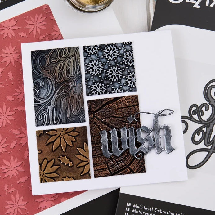 Tim Holtz Sizzix I Want It All 2026 Christmas Die, Folder and Pad Bundle wish season's greetings card 