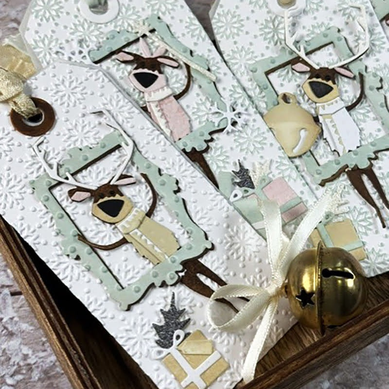 Tim Holtz Sizzix I Want It All 2026 Christmas Die and Folder Bundle bells presents reindeer tag cards nina straume
