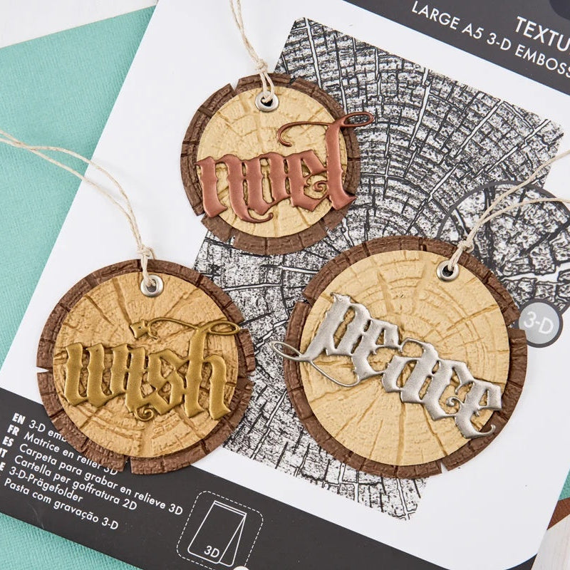 Tim Holtz Sizzix I Want It All 2026 Christmas Die and Folder Bundle noel peace wish circle wood grain tags