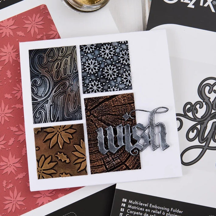Tim Holtz Sizzix I Want It All 2026 Christmas Die and Folder Bundle wish snowflake wood grain collage card pete hughes