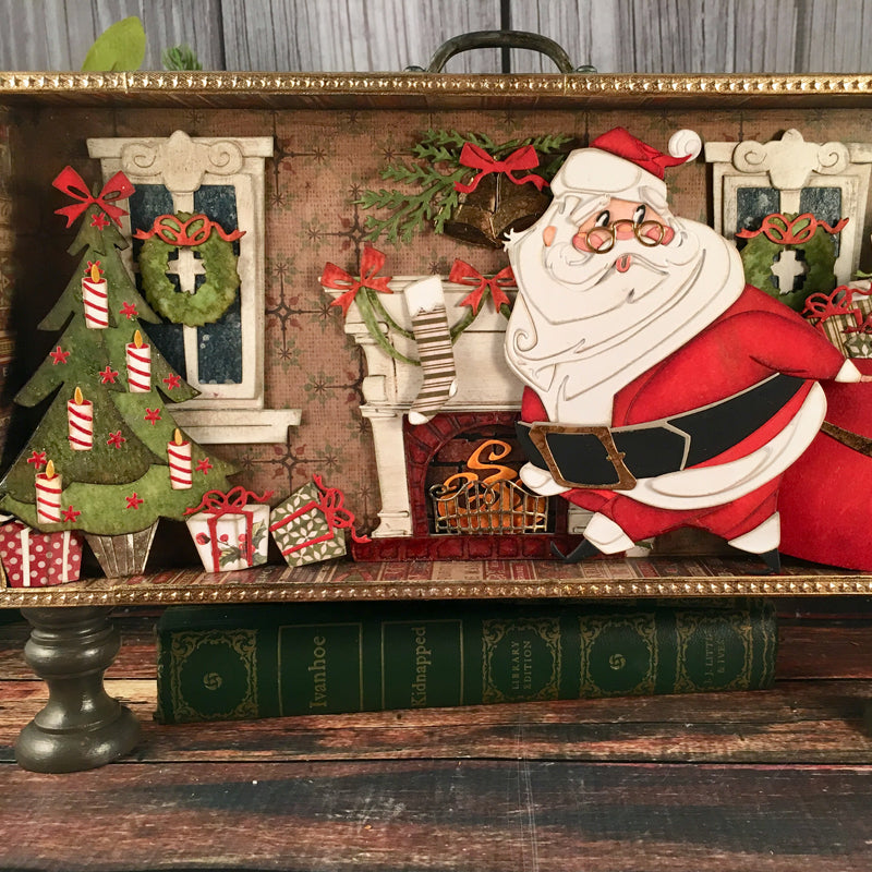 Tim Holtz Sizzix JOLLY ST. NICKS Colorize Thinlits Dies 664198 fireplace