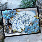 Tim Holtz Sizzix Large A5 Embossing Folder Christmas 2026 Bundle blue poinsettia season's greetings card cathie cowles