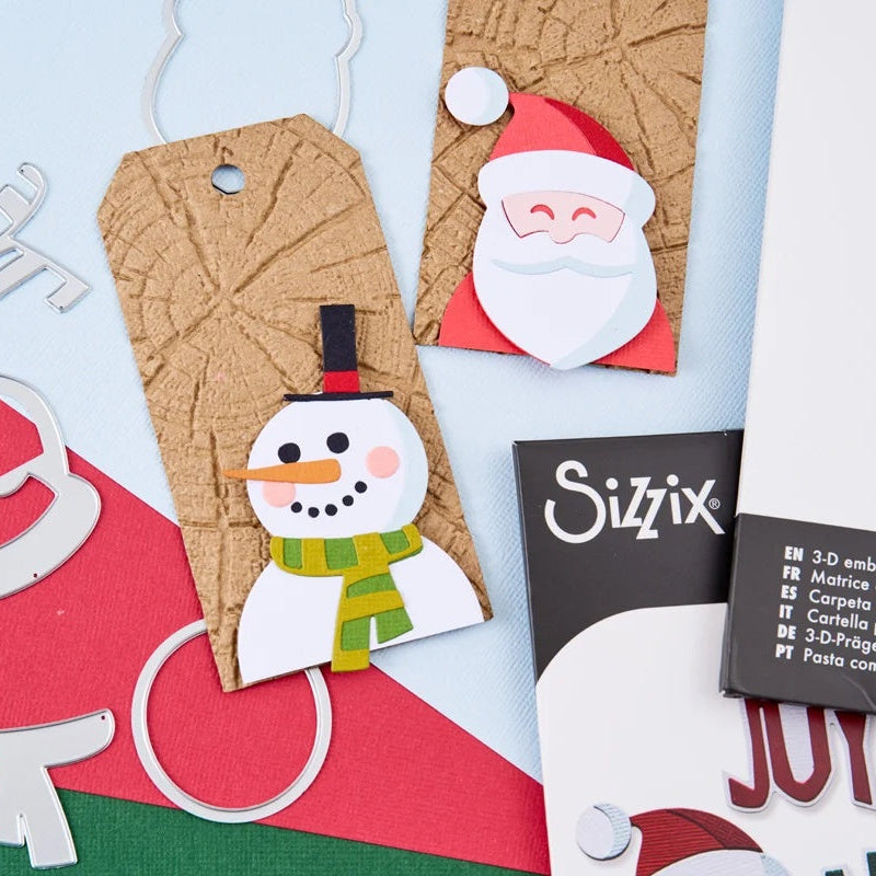 Tim Holtz Sizzix Large A5 Embossing Folder Christmas 2026 Bundle snowman santa tag cards