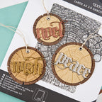 Tim Holtz Sizzix Large A5 Embossing Folder Christmas 2026 Bundle yarn ribbon peace wish peace wood cards