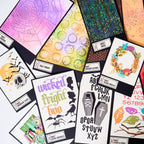 Tim Holtz Sizzix Large Embossing Folder Cobwebs and Pad Bundle rings spider webs coffin wreath wicked cards