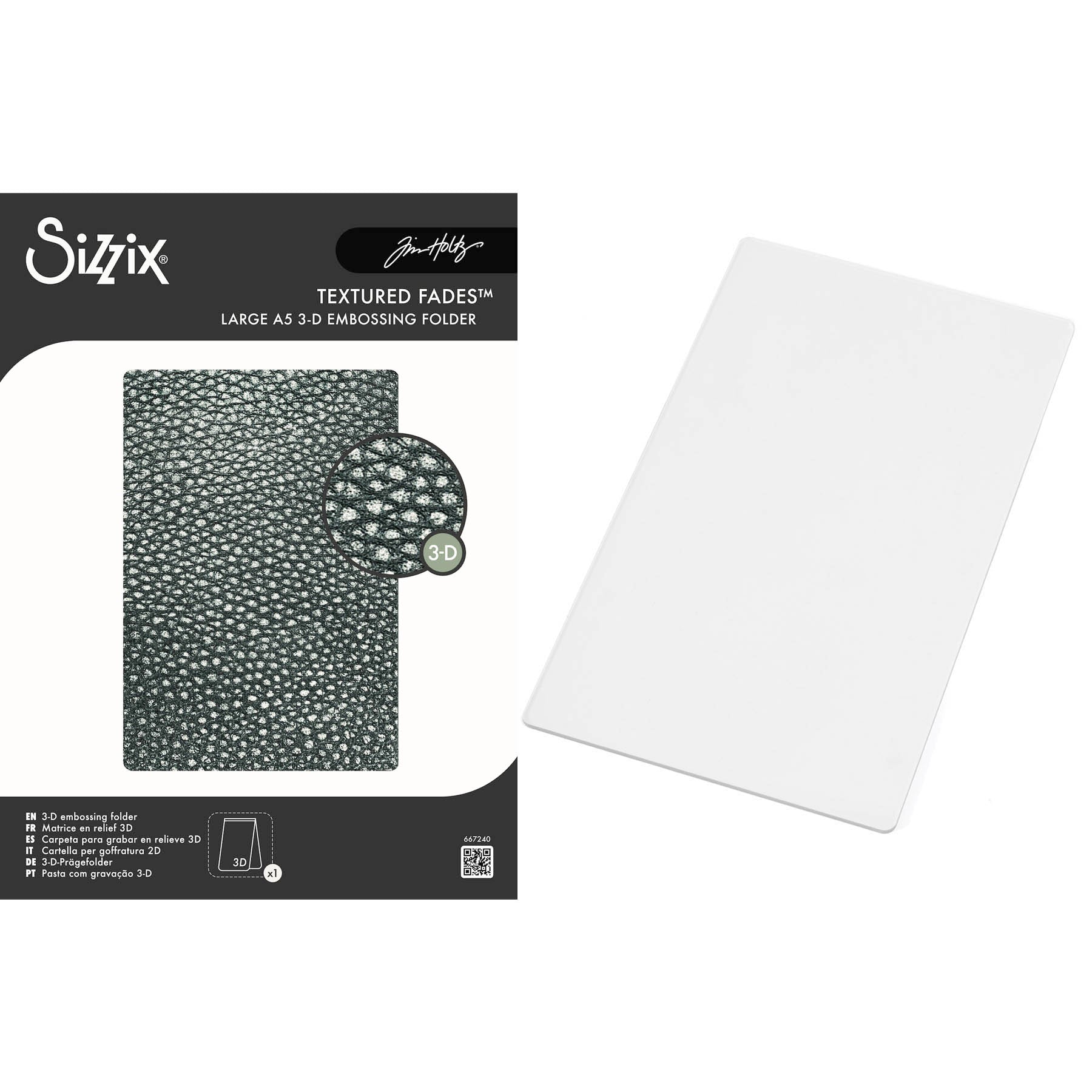 Tim Holtz Sizzix Large Embossing Folder Cracked Leather and Pad Bundle
