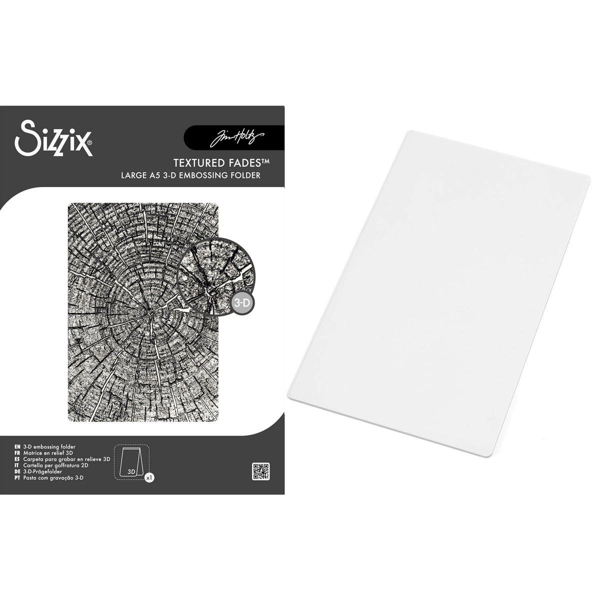 Tim Holtz Sizzix Large Embossing Folder Tree Rings and Pad Bundle