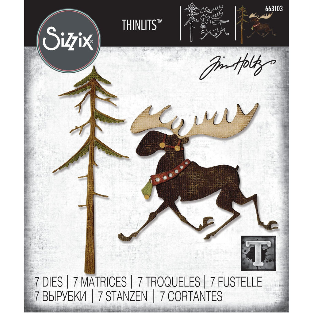 Tim Holtz Sizzix MERRY MOOSE Thinlits Die 663103