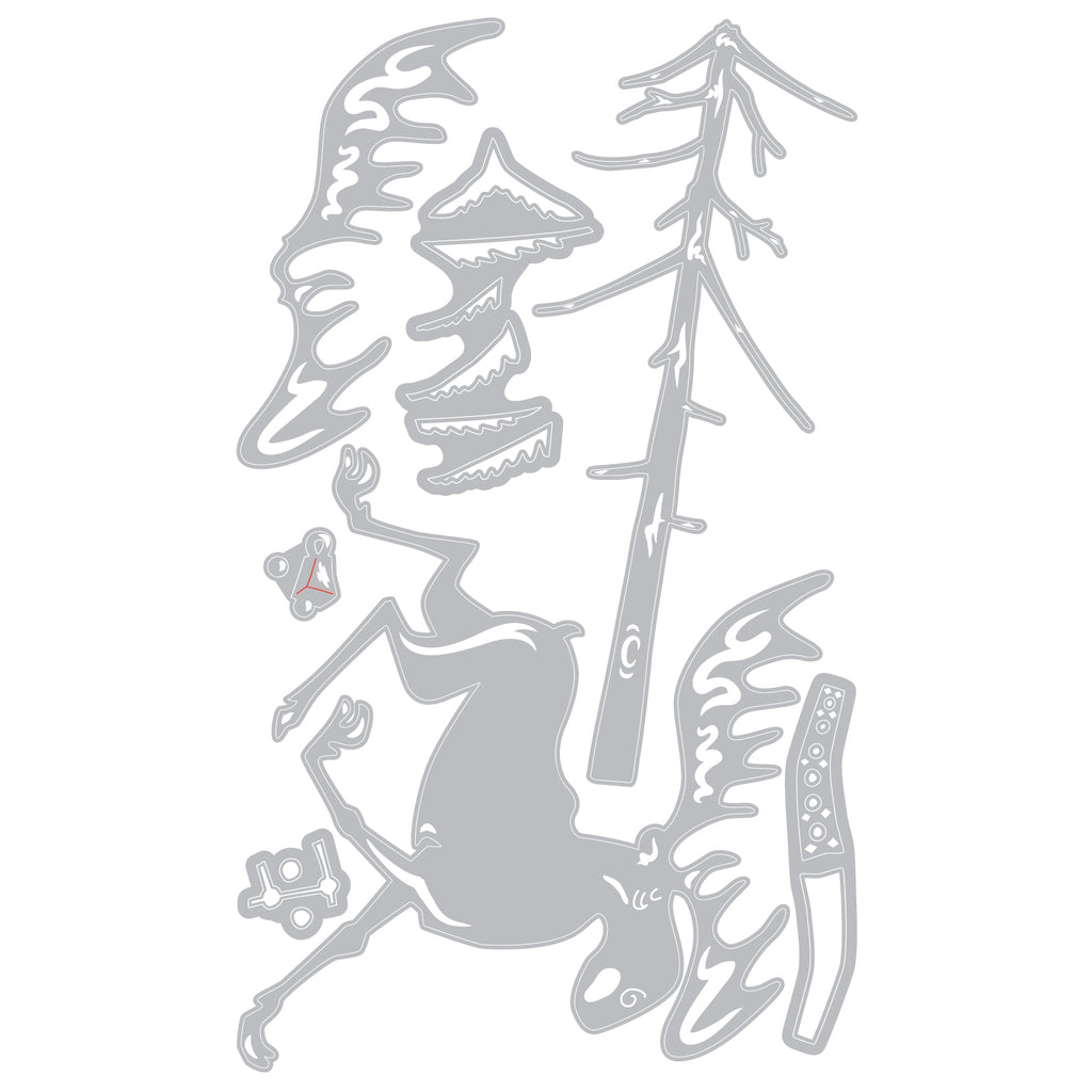 Tim Holtz Sizzix MERRY MOOSE Thinlits Die 663103 line art