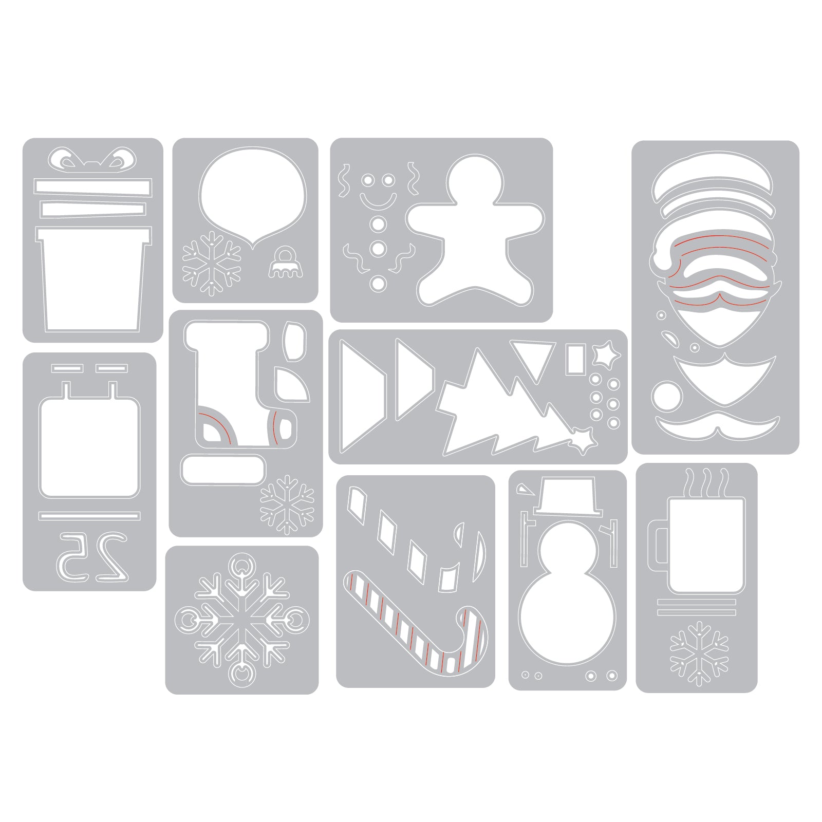 Tim Holtz Sizzix MINI CHRISTMAS THINGS Thinlits Die 662418 line art
