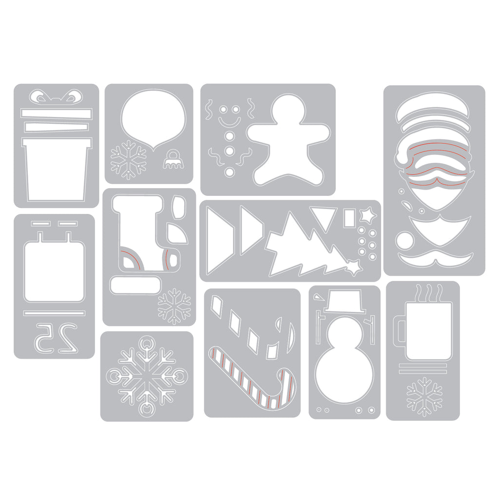 Tim Holtz Sizzix MINI CHRISTMAS THINGS Thinlits Die 662418 line art