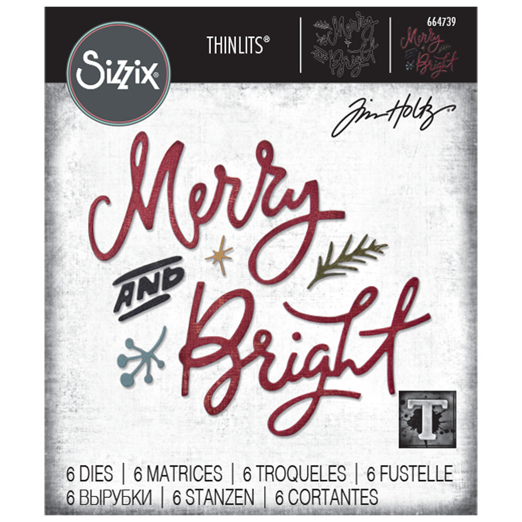 Tim Holtz Sizzix Merry & Bright Thinlits Dies 664739