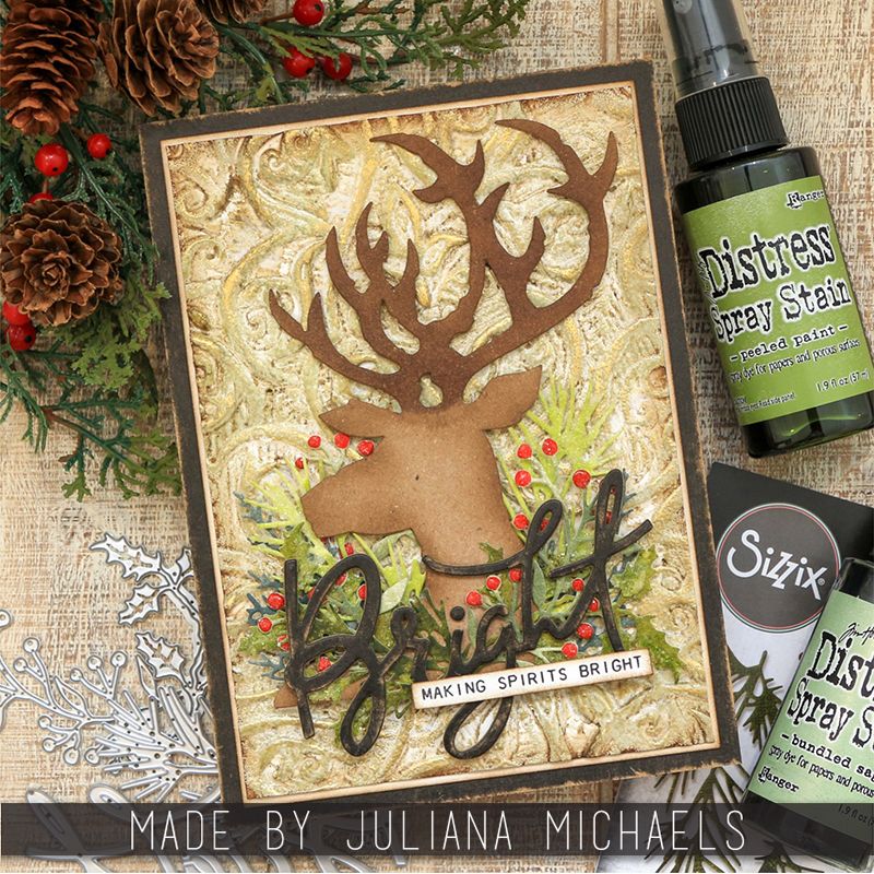 Tim Holtz Sizzix Merry & Bright Thinlits Dies 664739 reindeer