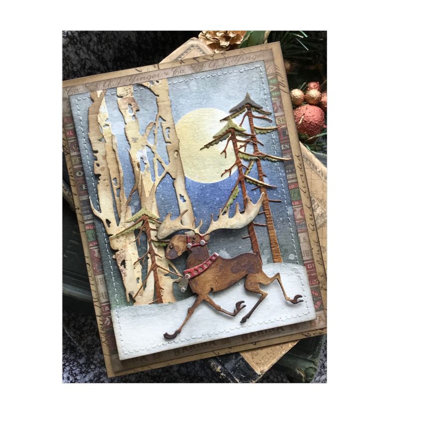 Tim Holtz Sizzix Merry Moose Thinlits Die 663103 forest