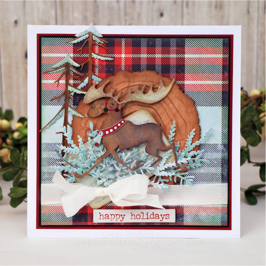 Tim Holtz Sizzix Merry Moose Thinlits Die 663103 plaid