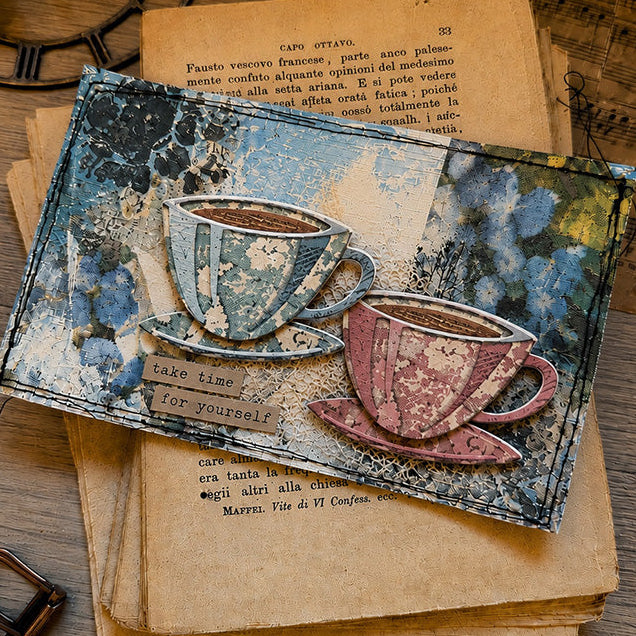 *Tim Holtz Sizzix PAPERCUT CAFE Thinlits Dies 666287 coffee cups take time for yourself card | color-code:ALT03
