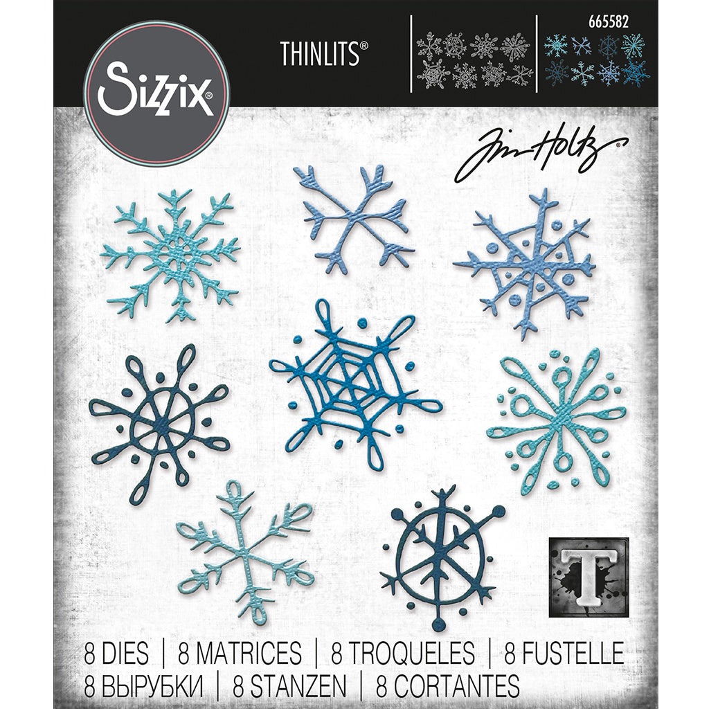 Tim Holtz Sizzix Scribbly Snowflakes Thinlits Dies 665582