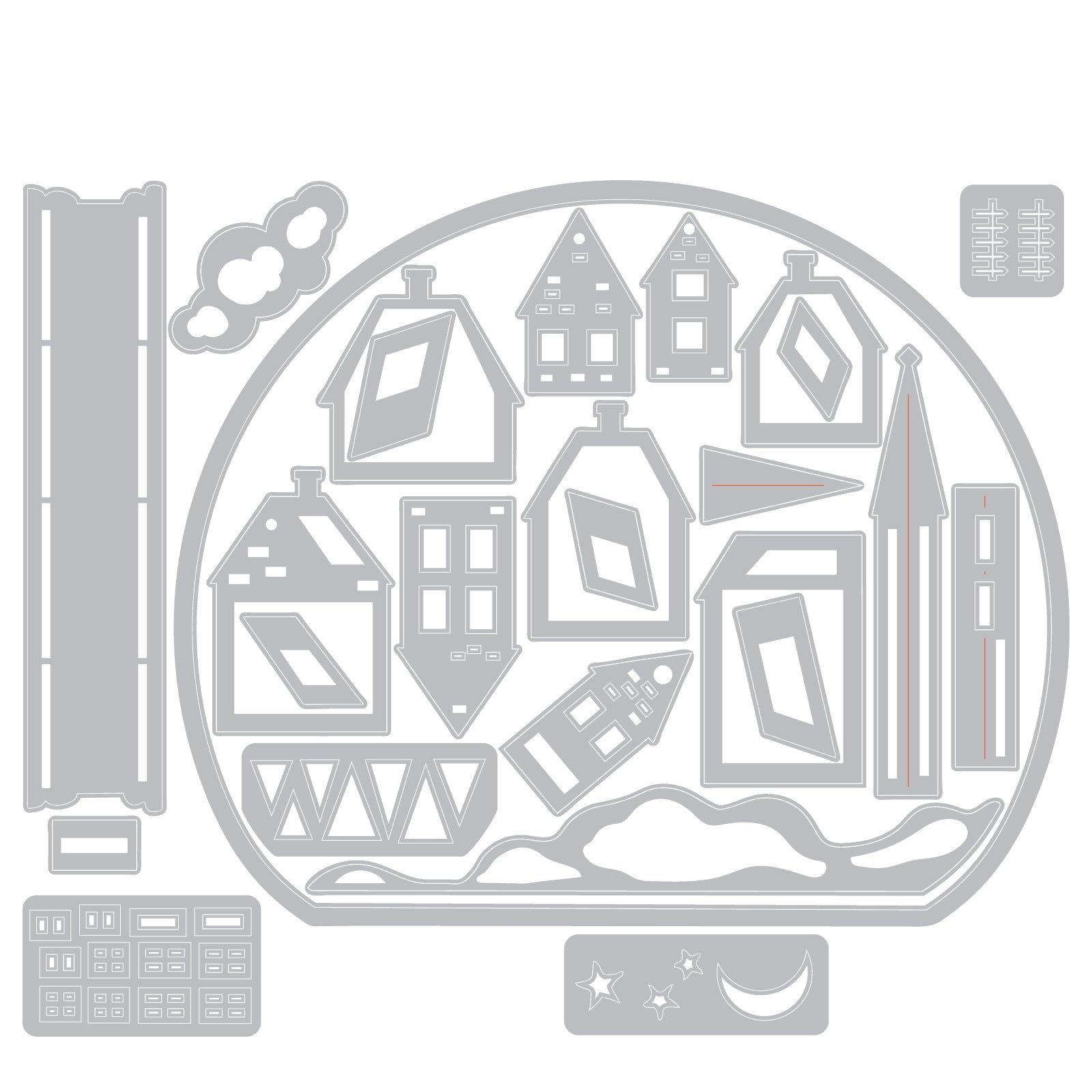 Tim Holtz Sizzix Snowglobe 2 Thinlits Die 662421 line art