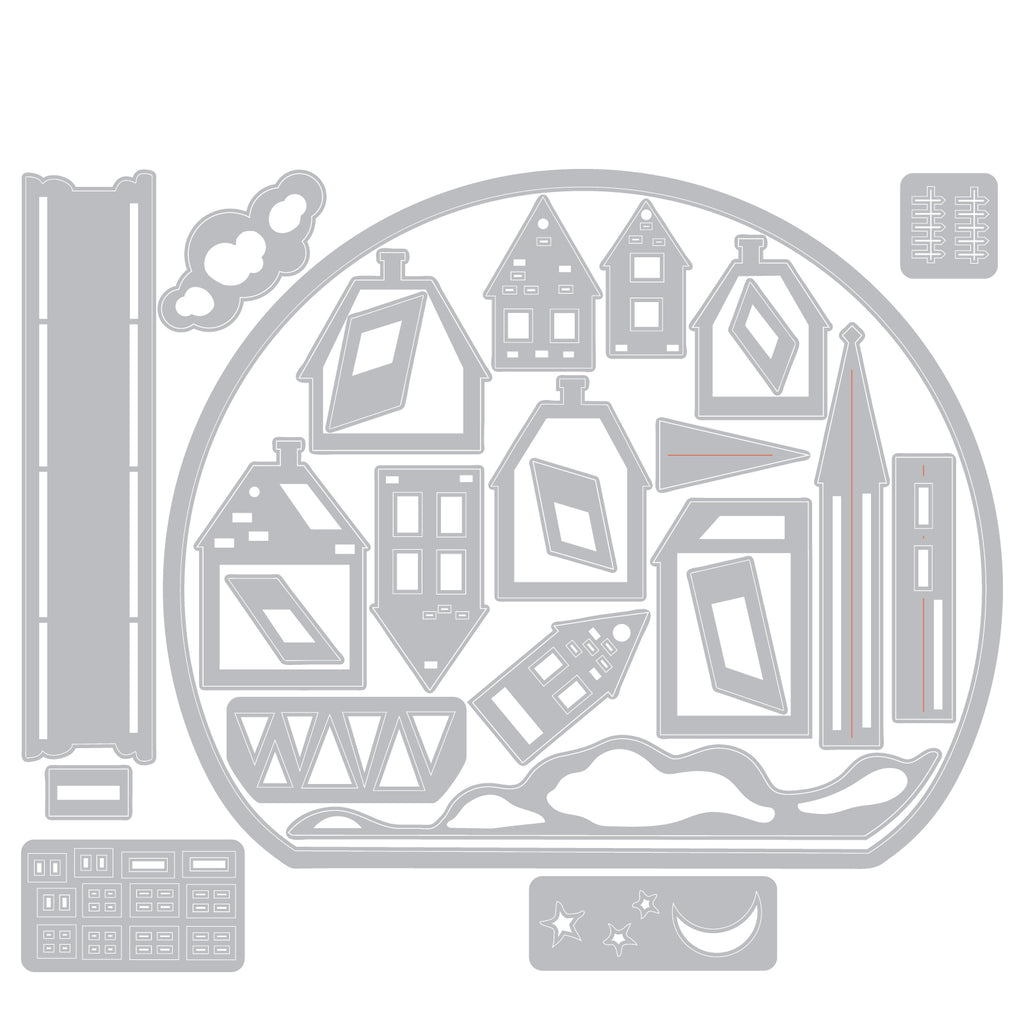 Tim Holtz Sizzix Snowglobe 2 Thinlits Die 662421 line art