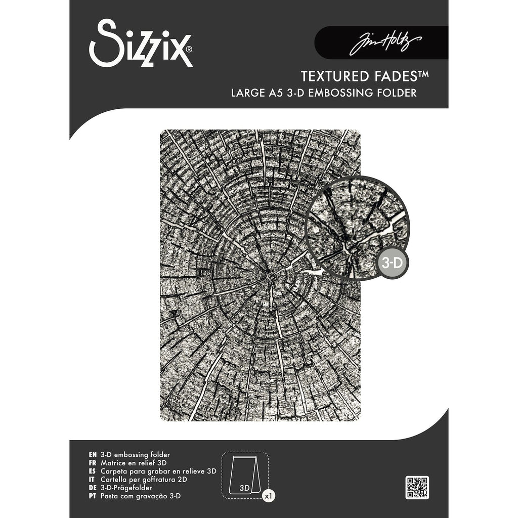 Tim Holtz Sizzix Tree Rings Large A5 Embossing Folder 667258