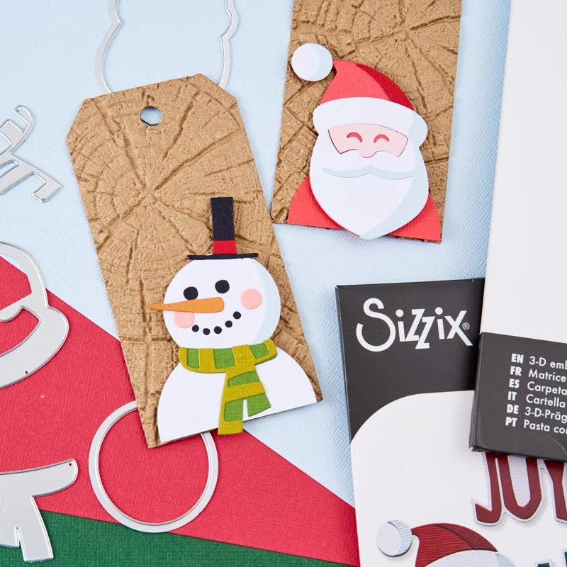 Tim Holtz Sizzix Tree Rings Large A5 Embossing Folder 667258 snowman santa carrot nose tag cards