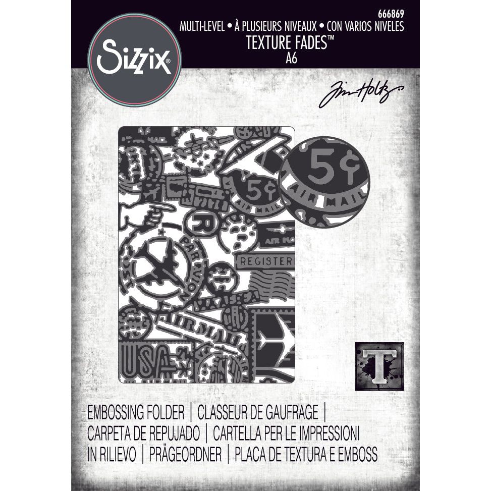 Tim Holtz Sizzix Vault Airmail ML Embossing Folder 666869