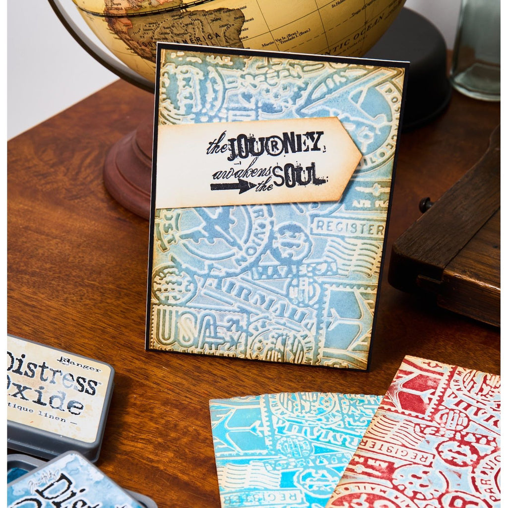 Tim Holtz Sizzix Vault Airmail ML Embossing Folder 666869 journey