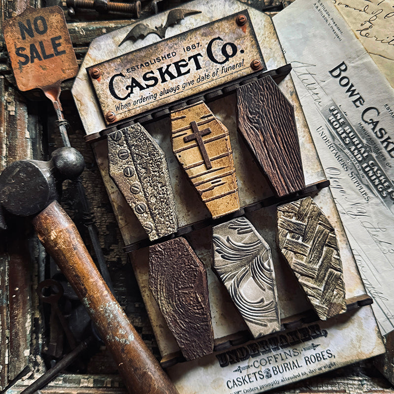 Tim Holtz Sizzix Vault Coffin Box Thinlits Dies 666680 casket company bat halloween zoe hillman