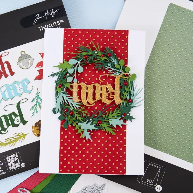 Tim Holtz Sizzix Vault Dots Large A5 Embossing Folder 667253 garland wreath noel card