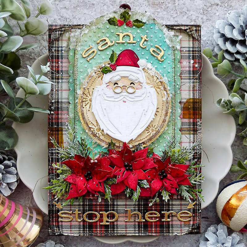 Tim Holtz Sizzix Vault Dots Large A5 Embossing Folder 667253 santa flwoers stop here card juliana michaels card