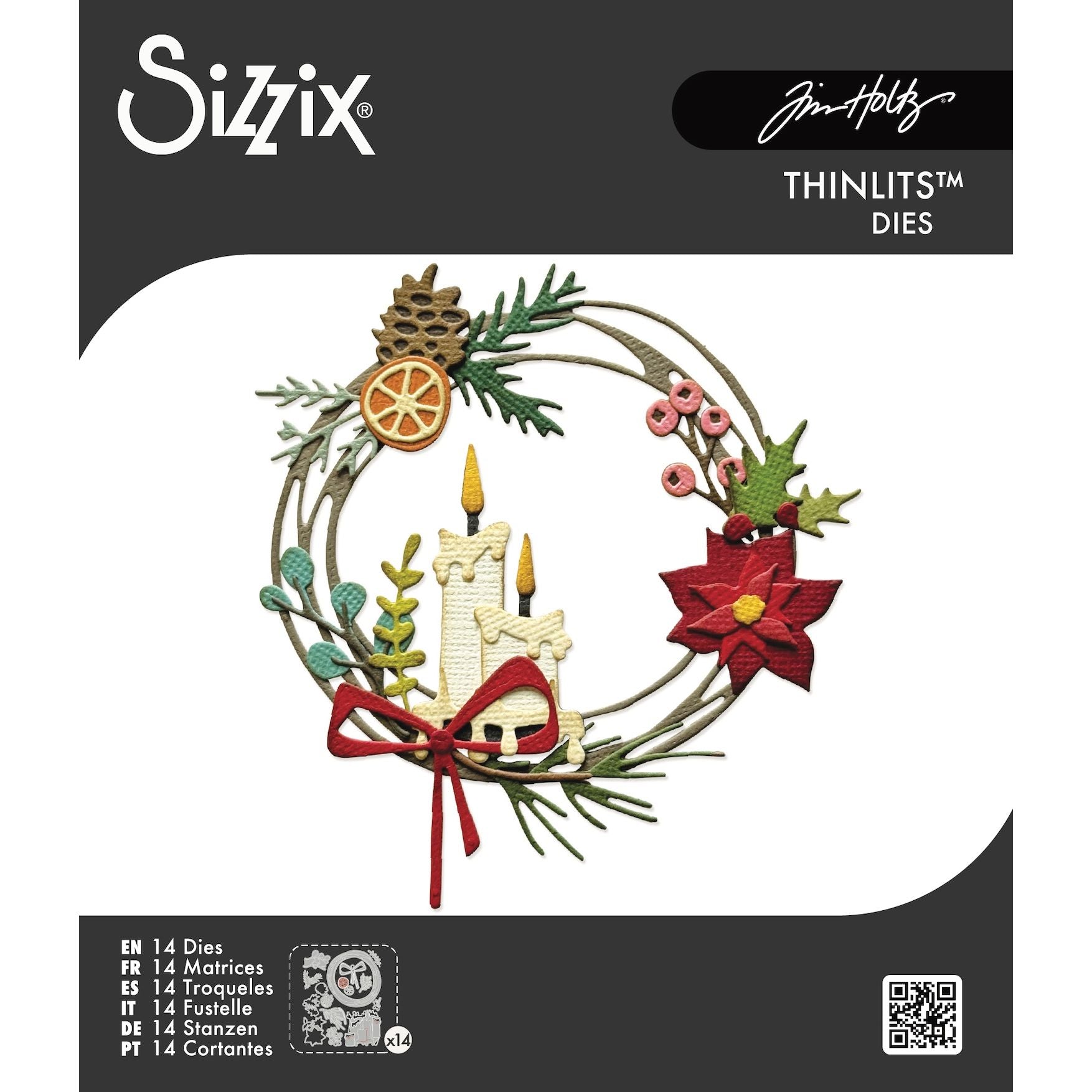 Tim Holtz Sizzix Vault Festive Wreath Thinlits Dies 666715