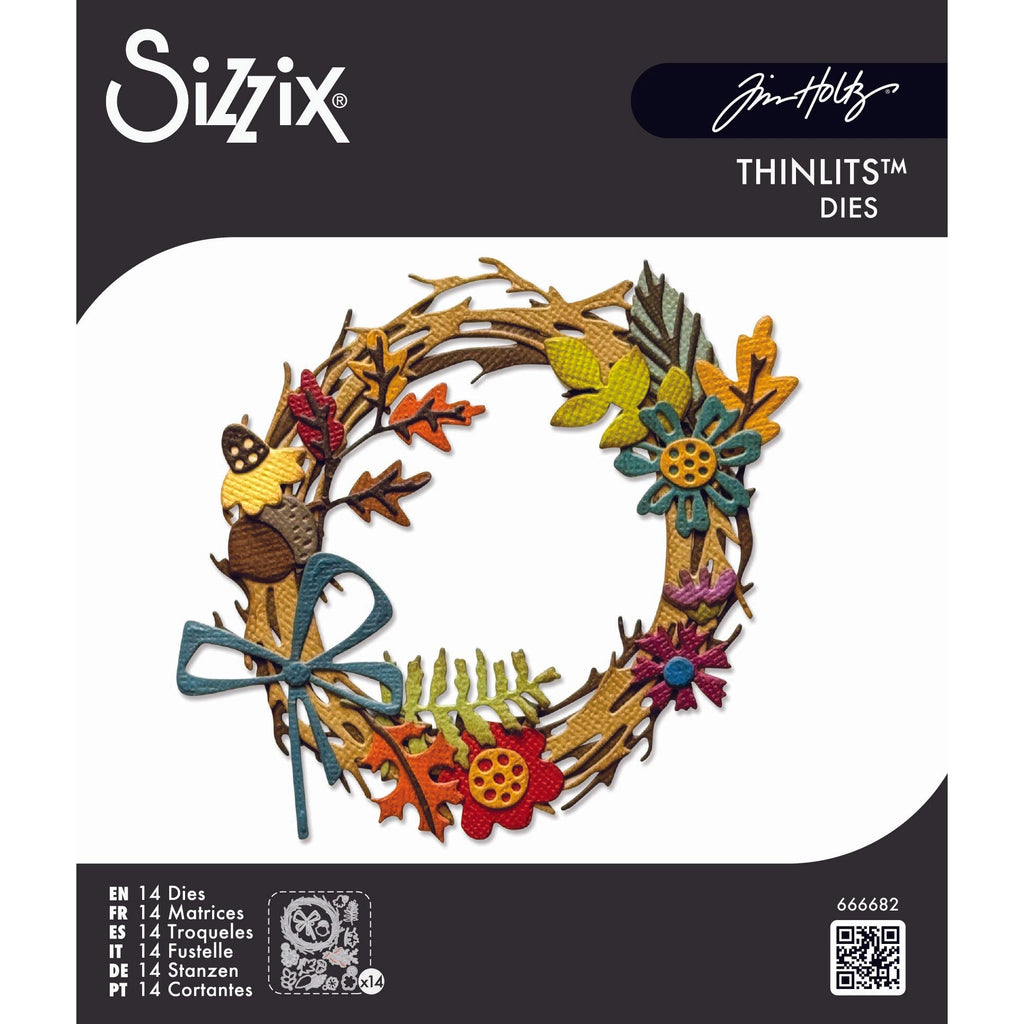 Tim Holtz Sizzix Vault Foliage Wreath Thinlits Dies 666682a