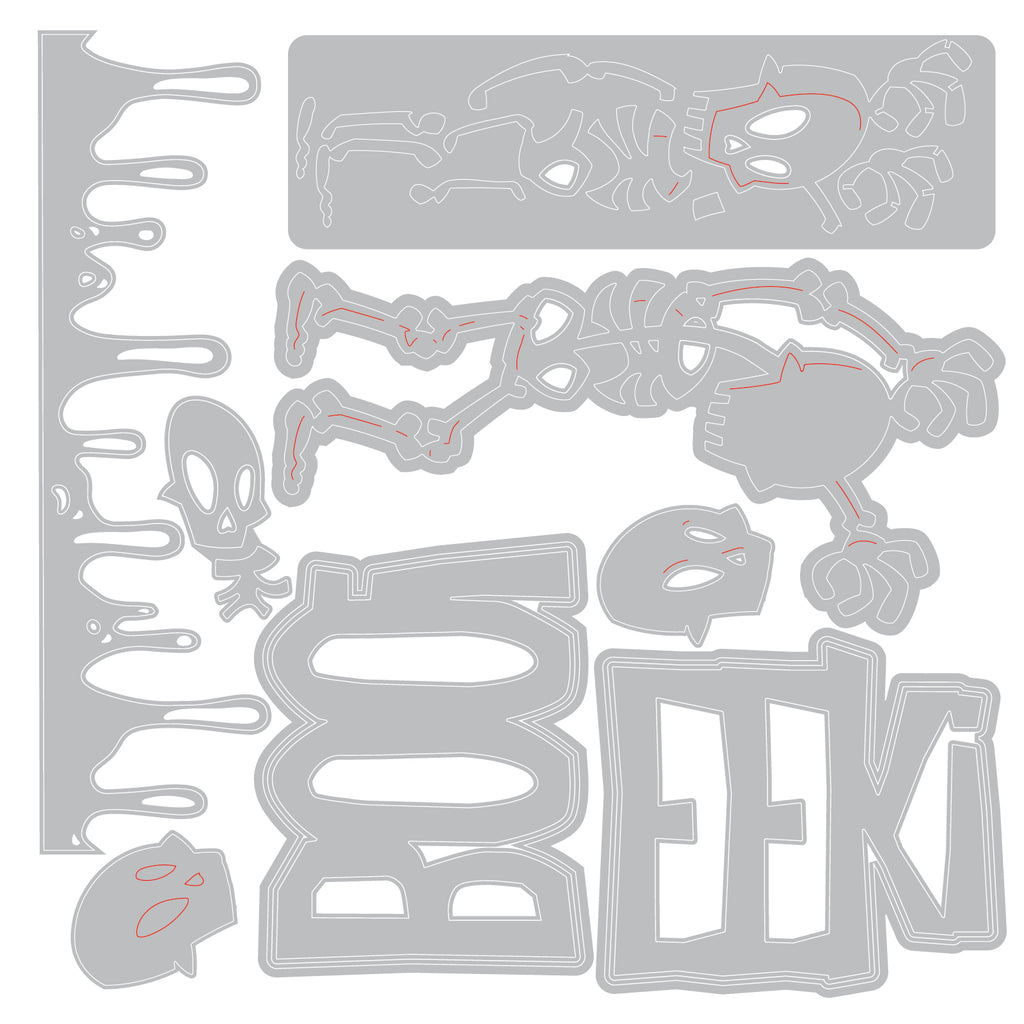 Tim Holtz Sizzix Vault Frights and Bones Thinlits Dies 667237 line work