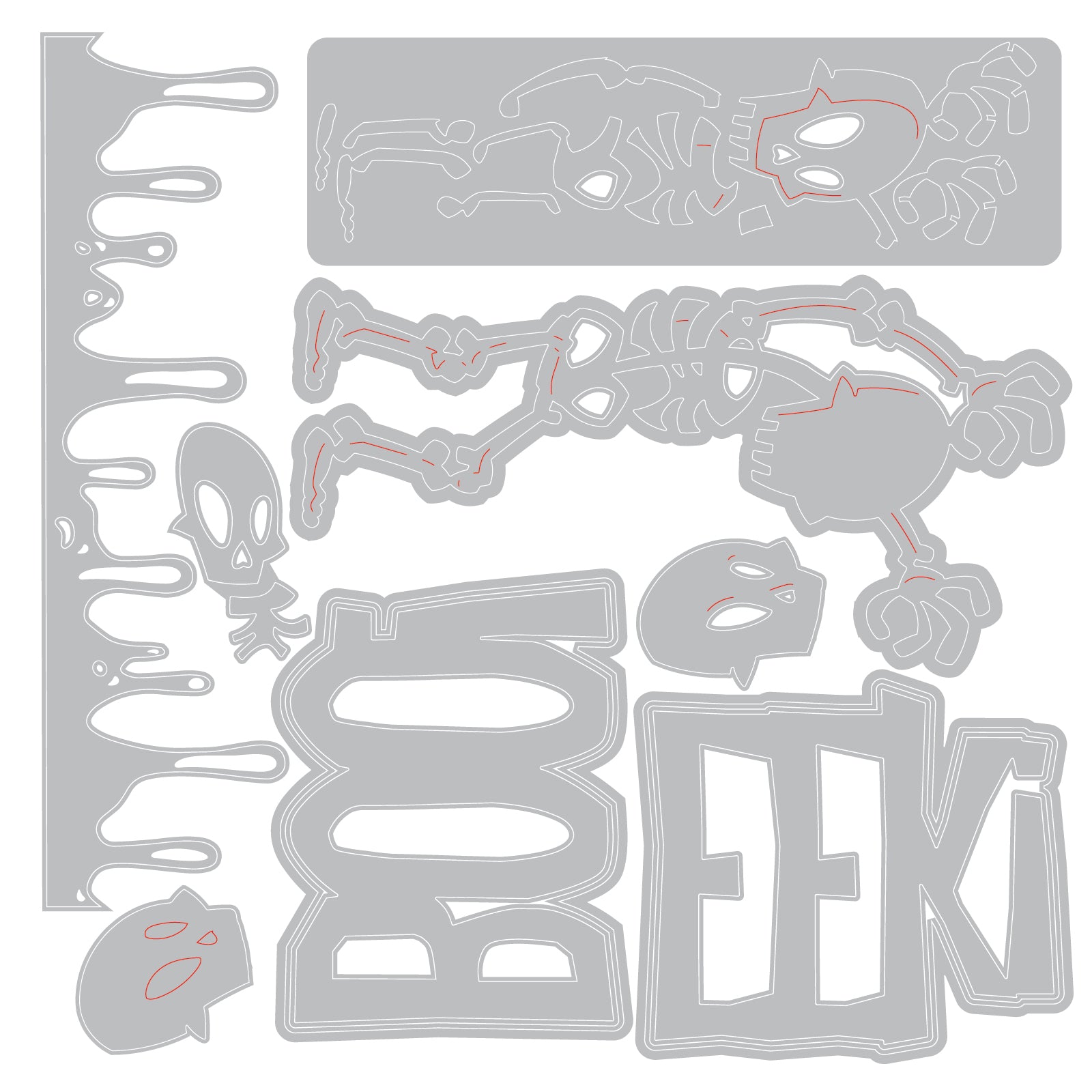 Tim Holtz Sizzix Vault Frights and Bones Thinlits Dies 667237 line work