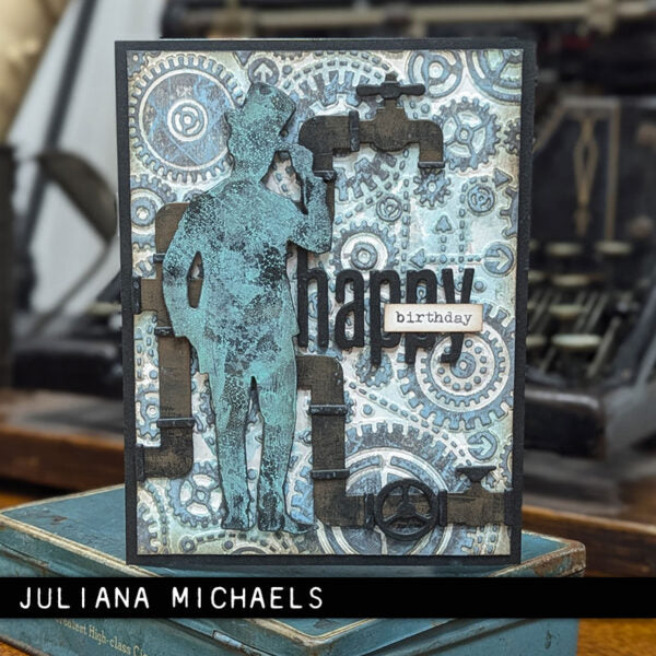 Tim Holtz Sizzix Vault Gears ML Embossing Folder 666866 birthday