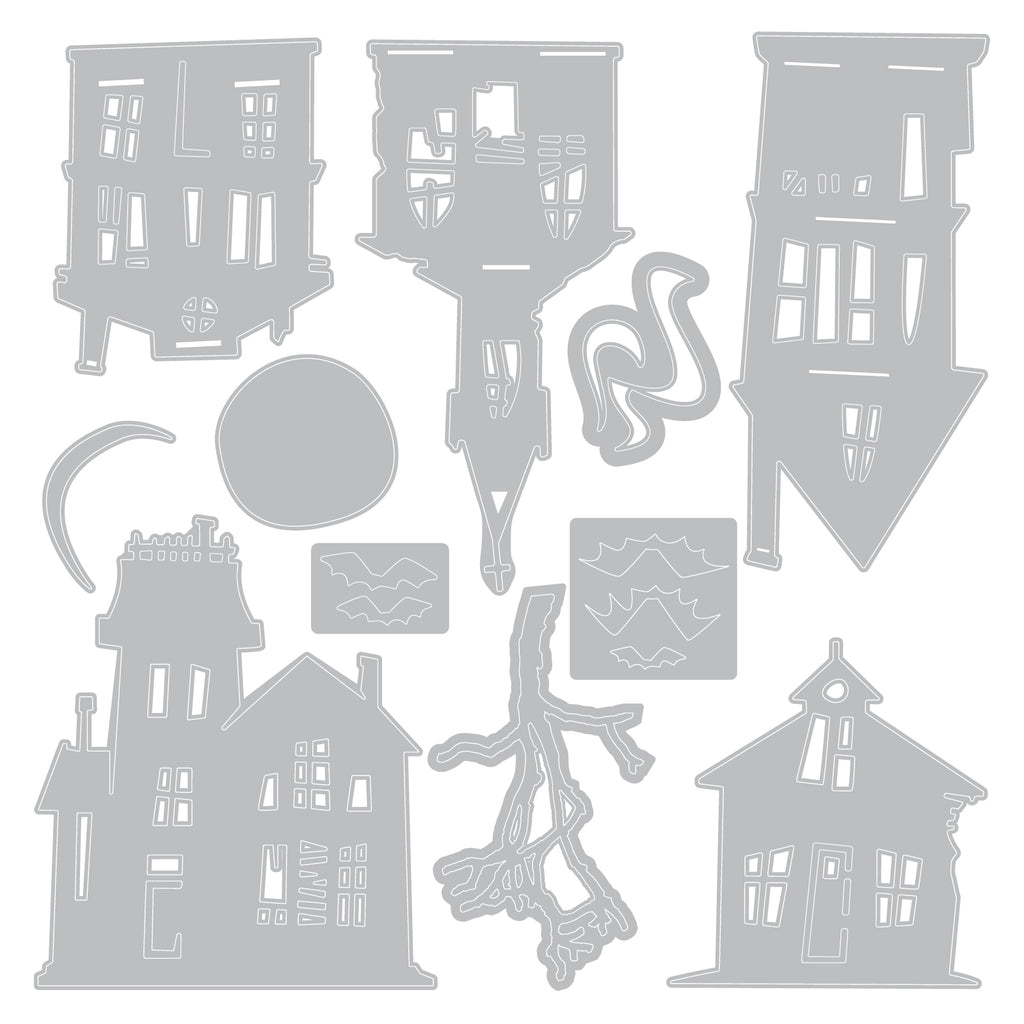 Tim Holtz Sizzix Vault Ghost Town Thinlits Dies 666915 line work